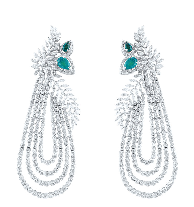 Emerald Cascade Statement Earrings